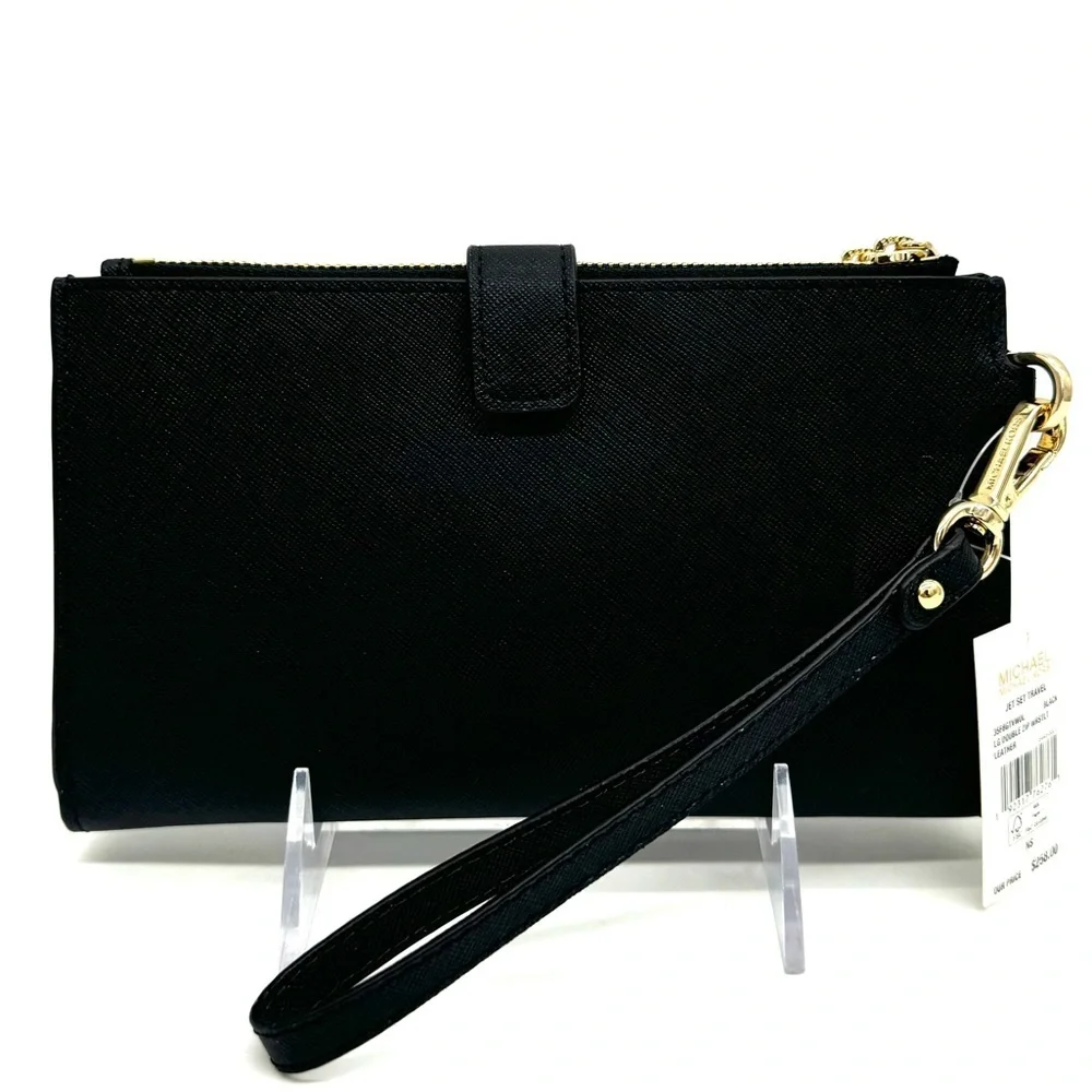 Michael Kors Large Double Zip Wallet Black/Gold